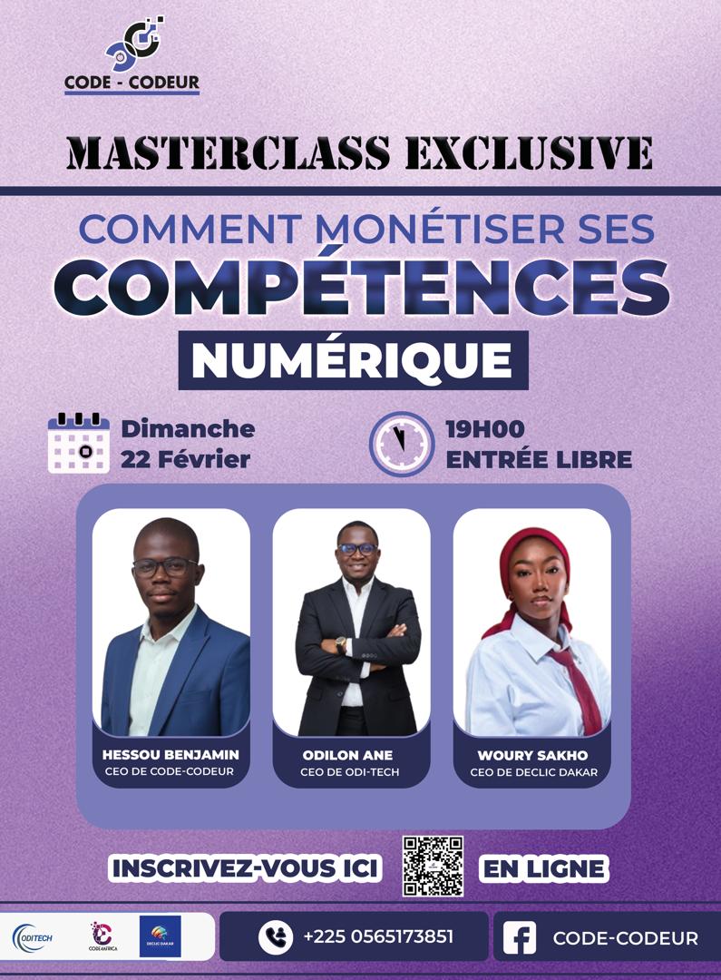 MASTERCLASS , COMMENT MONETISER SES COMPÉTENCES